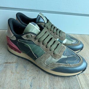 Women's Valentino Camouflage Suede and Rockrunner Low Top Sneakers Size 7